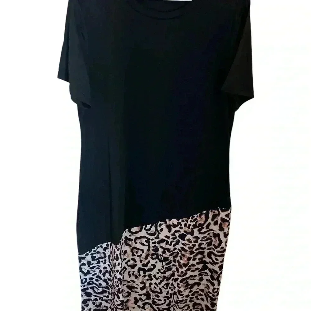 NEW Leopard Color Block Maxi Dress Size Large Casual Chic Flowy - Picture 10 of 11